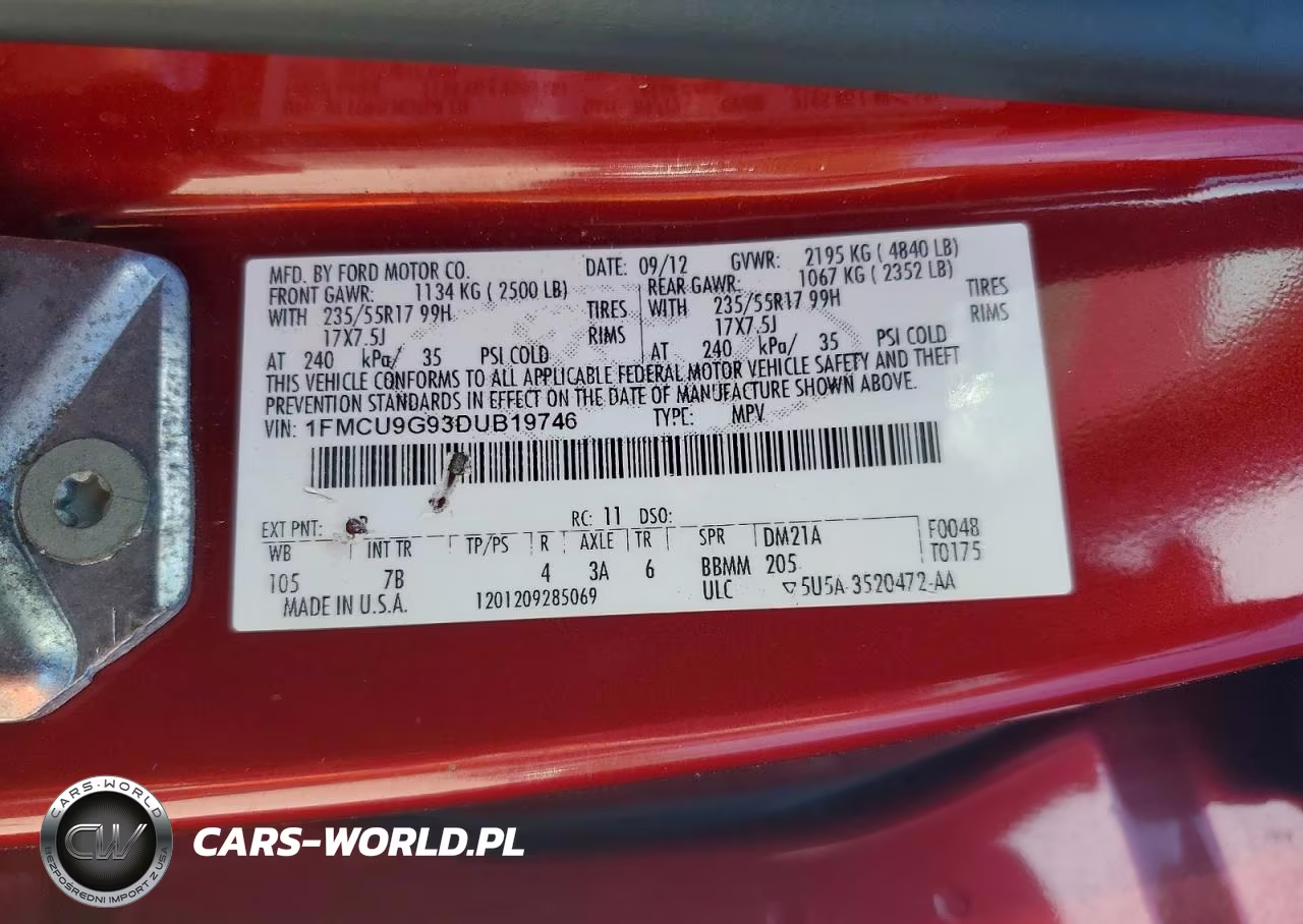 2013 Ford Escape Se VIN:1FMCU9G93DUB19746 - 13