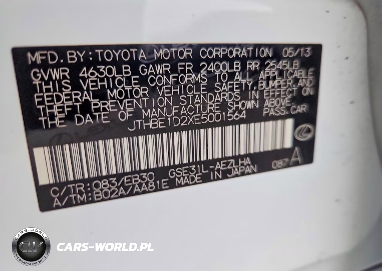 2014 Lexus Is 350 VIN:JTHBE1D2XE5001564 - 12