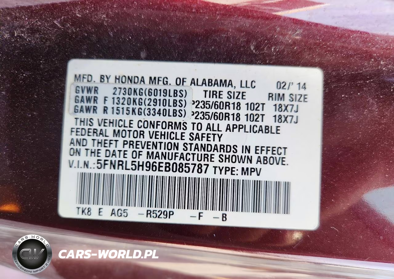 2014 Honda Odyssey Touring VIN:5FNRL5H96EB085787 - 13