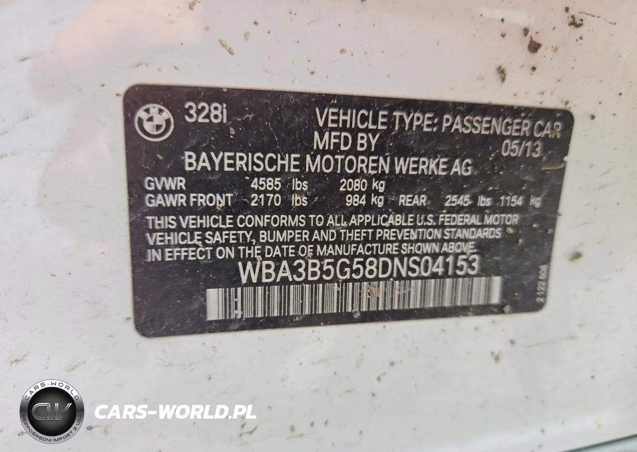 2013 BMW 328 Xi Sulev VIN:WBA3B5G58DNS04153 - 12