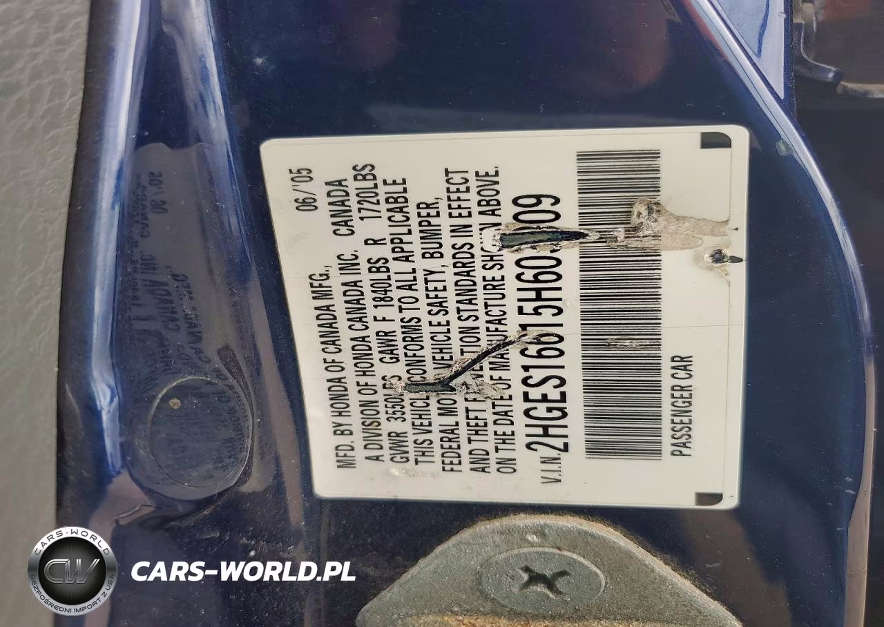 2005 Honda Civic Lx VIN:2HGES16615H605909 - 12