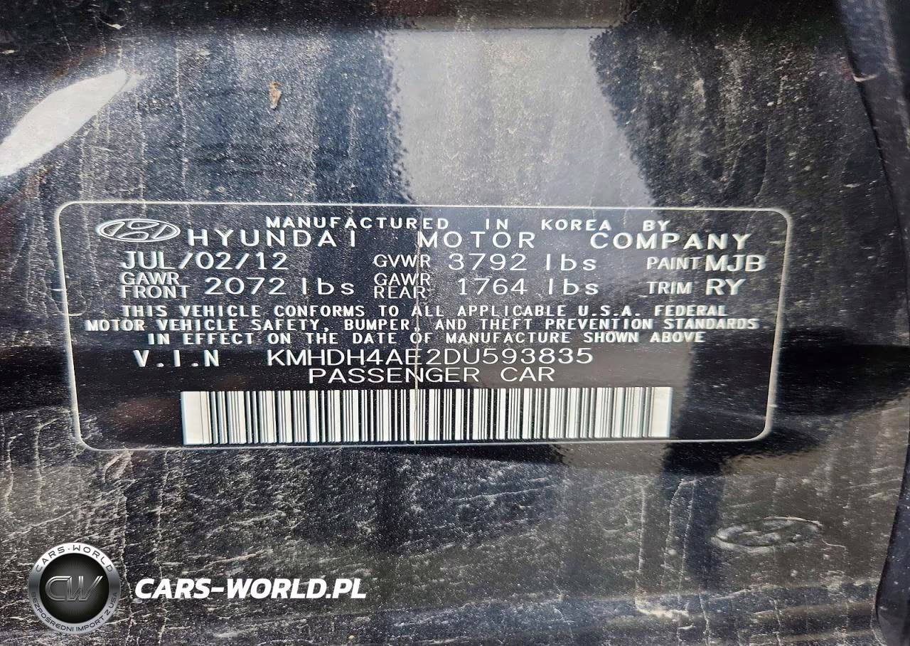 2013 Hyundai Elantra Limited VIN:KMHDH4AE2DU593835 - 12