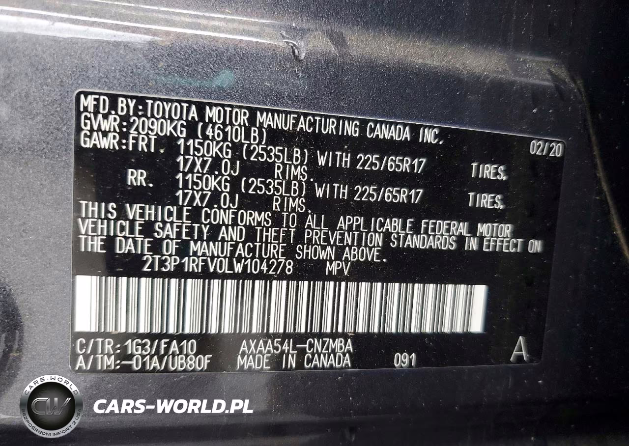 2020 Toyota Rav4 Xle VIN:2T3P1RFV0LW104278 - 13