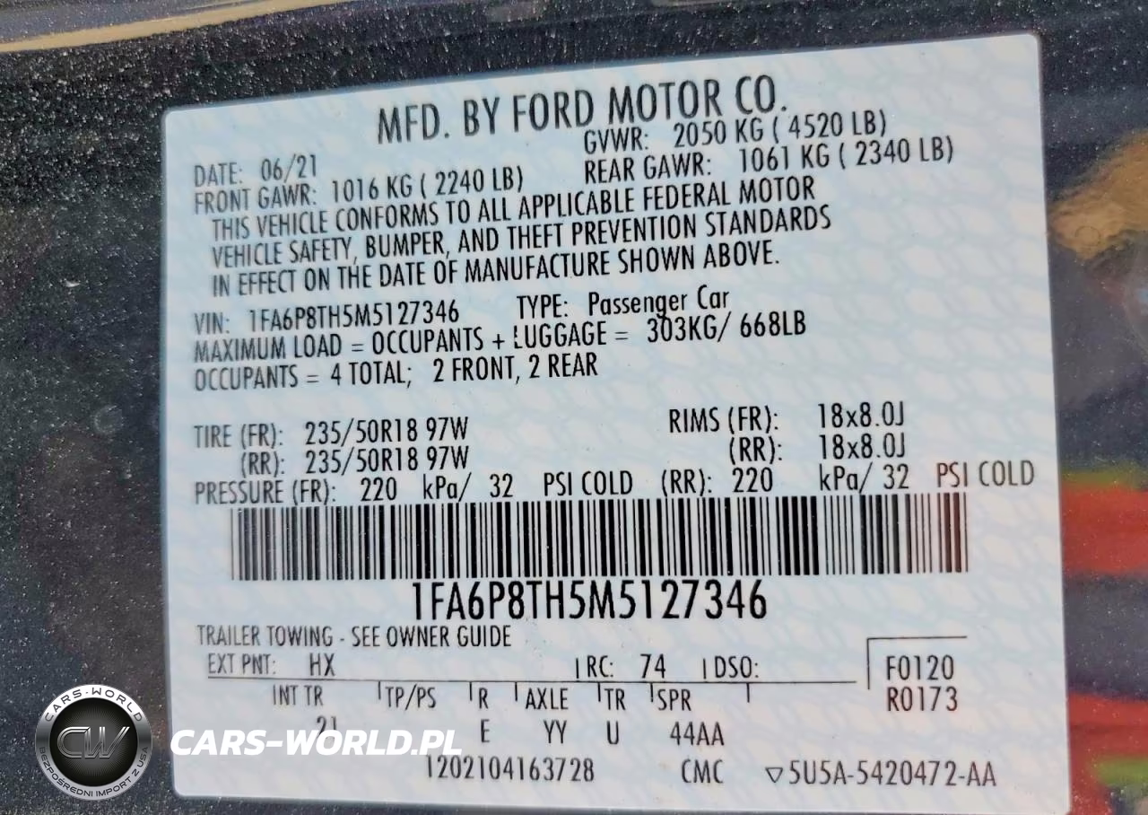 2021 Ford Mustang VIN:1FA6P8TH5M5127346 - 12