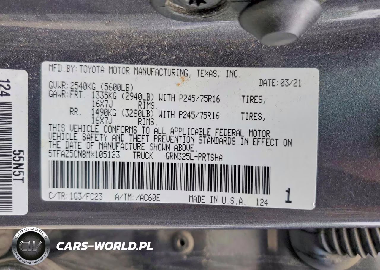 2021 Toyota Tacoma Sr5 V6 VIN:5TFAZ5CN8MX105123 - 12