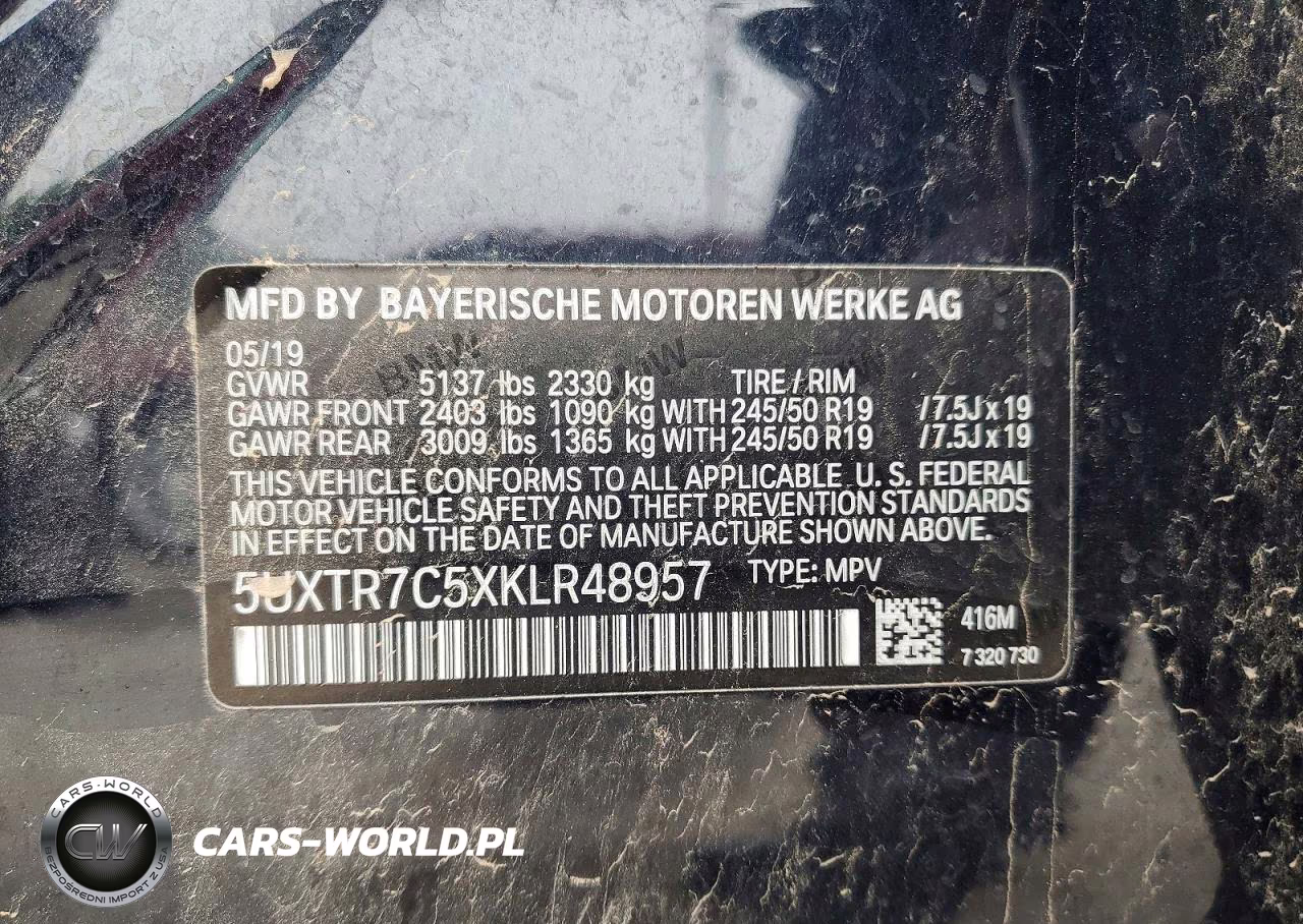 2019 BMW X3 3.0I VIN:5UXTR7C5XKLR48957 - 13