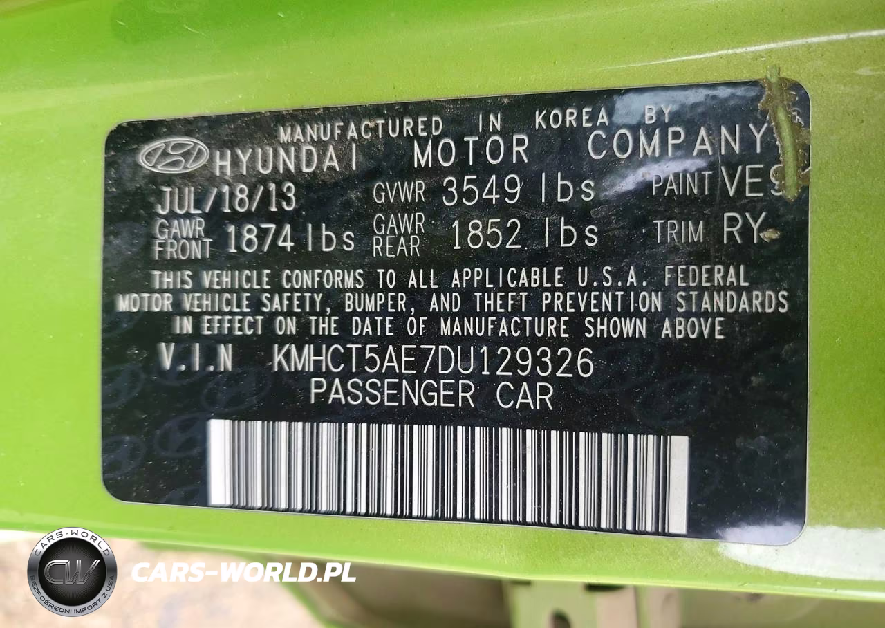 2013 Hyundai Accent Gs VIN:KMHCT5AE7DU129326 - 12