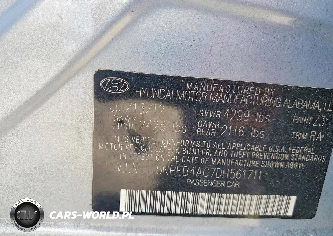 2013 Hyundai Sonata Gls VIN:5NPEB4AC7DH561711 - 12
