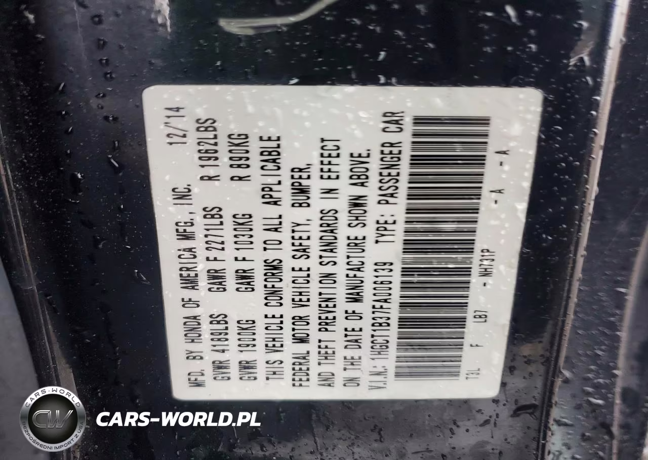2015 Honda Accord Lx-S VIN:1HGCT1B37FA006139 - 12