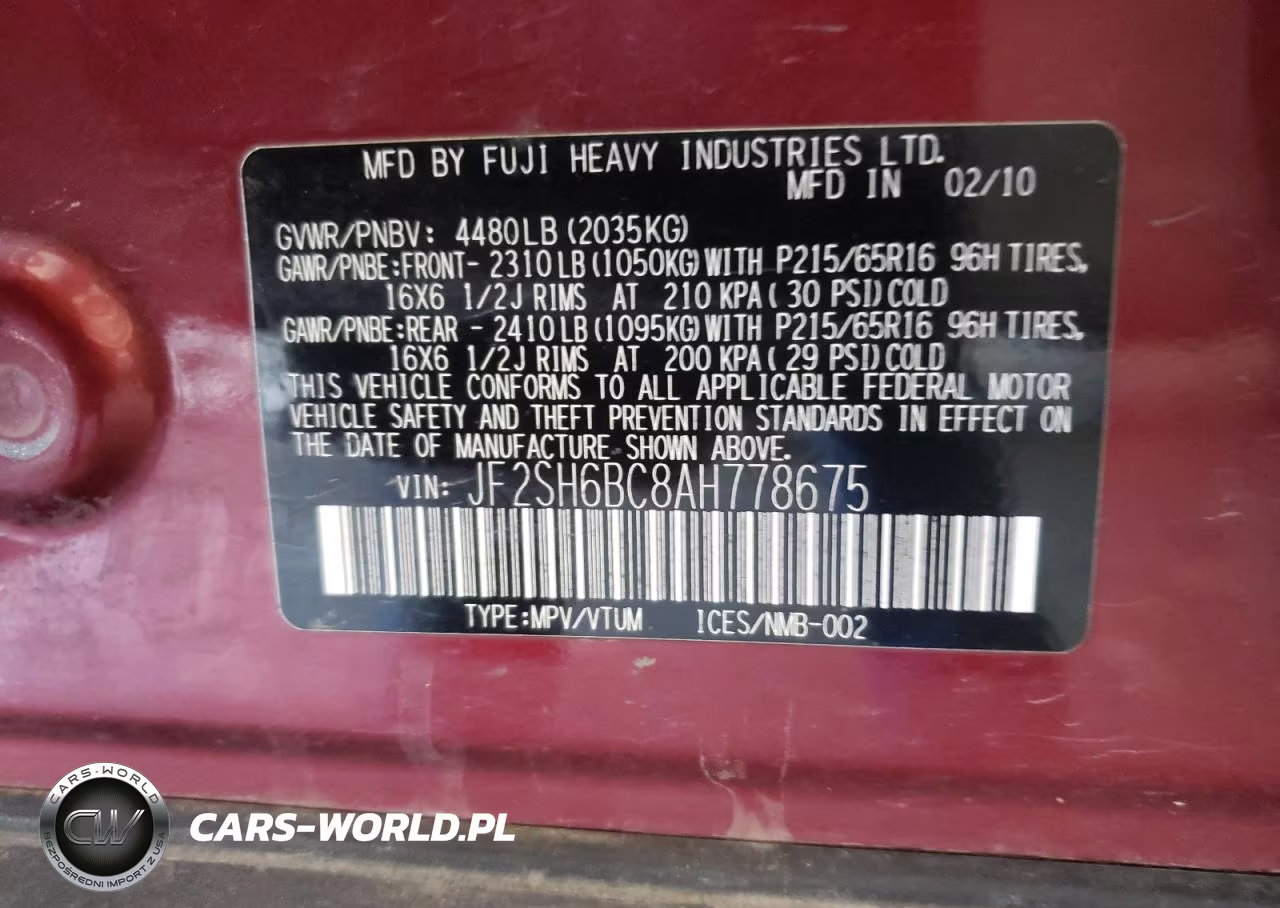 2010 Subaru Forester Xs VIN:JF2SH6BC8AH778675 - 13
