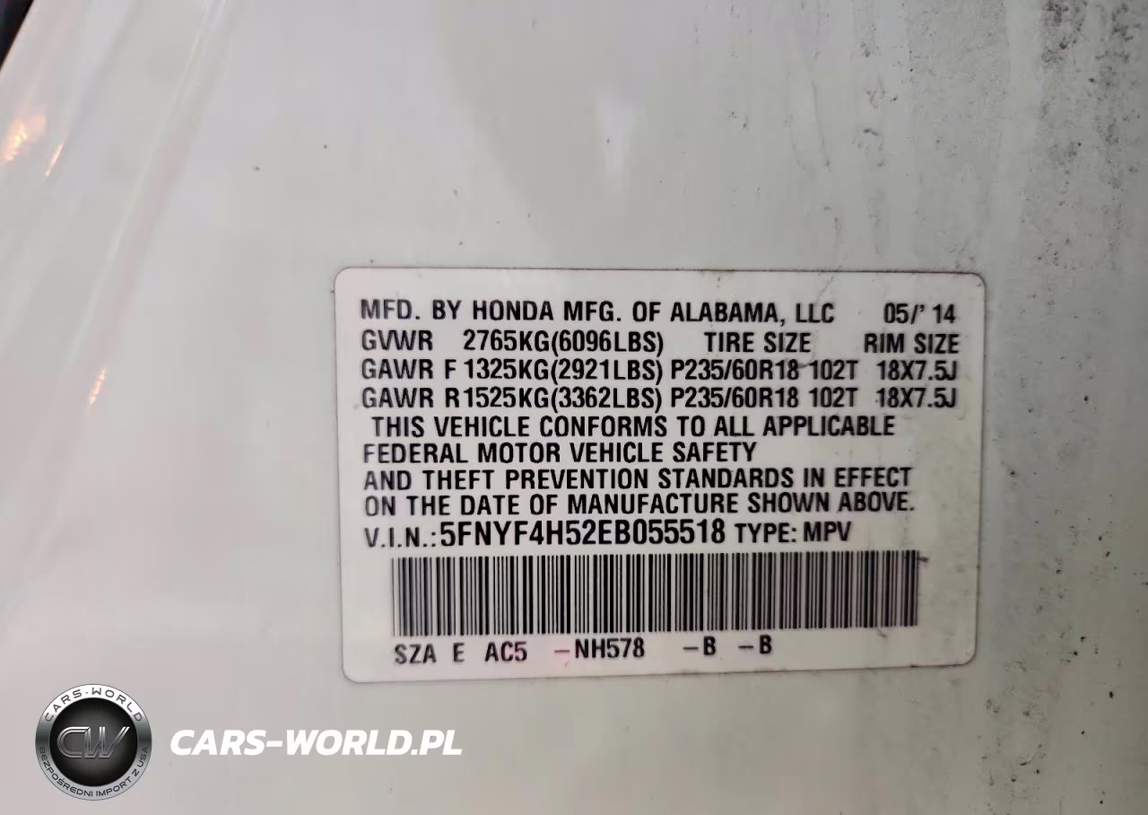 2014 Honda Pilot Exl VIN:5FNYF4H52EB055518 - 13