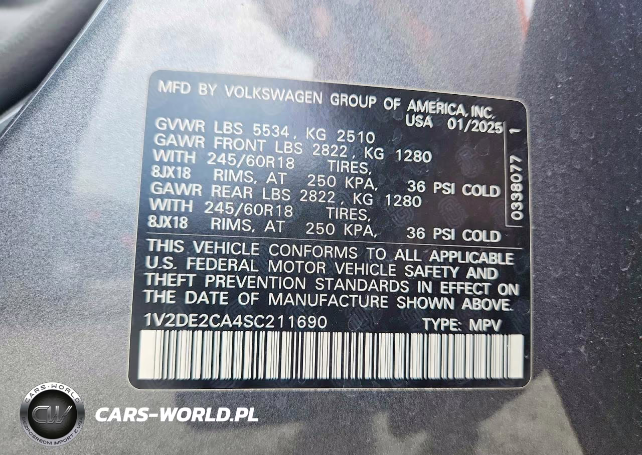 2025 Volkswagen Atlas Cross Sport Se VIN:1V2DE2CA4SC211690 - 13