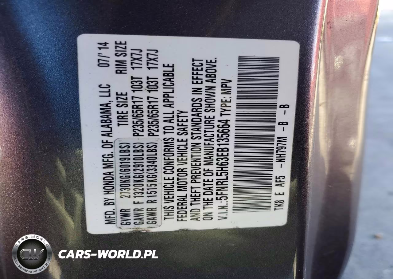 2014 Honda Odyssey Exl VIN:5FNRL5H63EB135664 - 14
