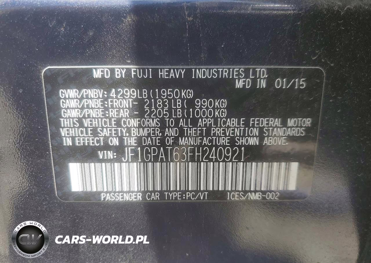 2015 Subaru Impreza Sport VIN:JF1GPAT63FH240921 - 12
