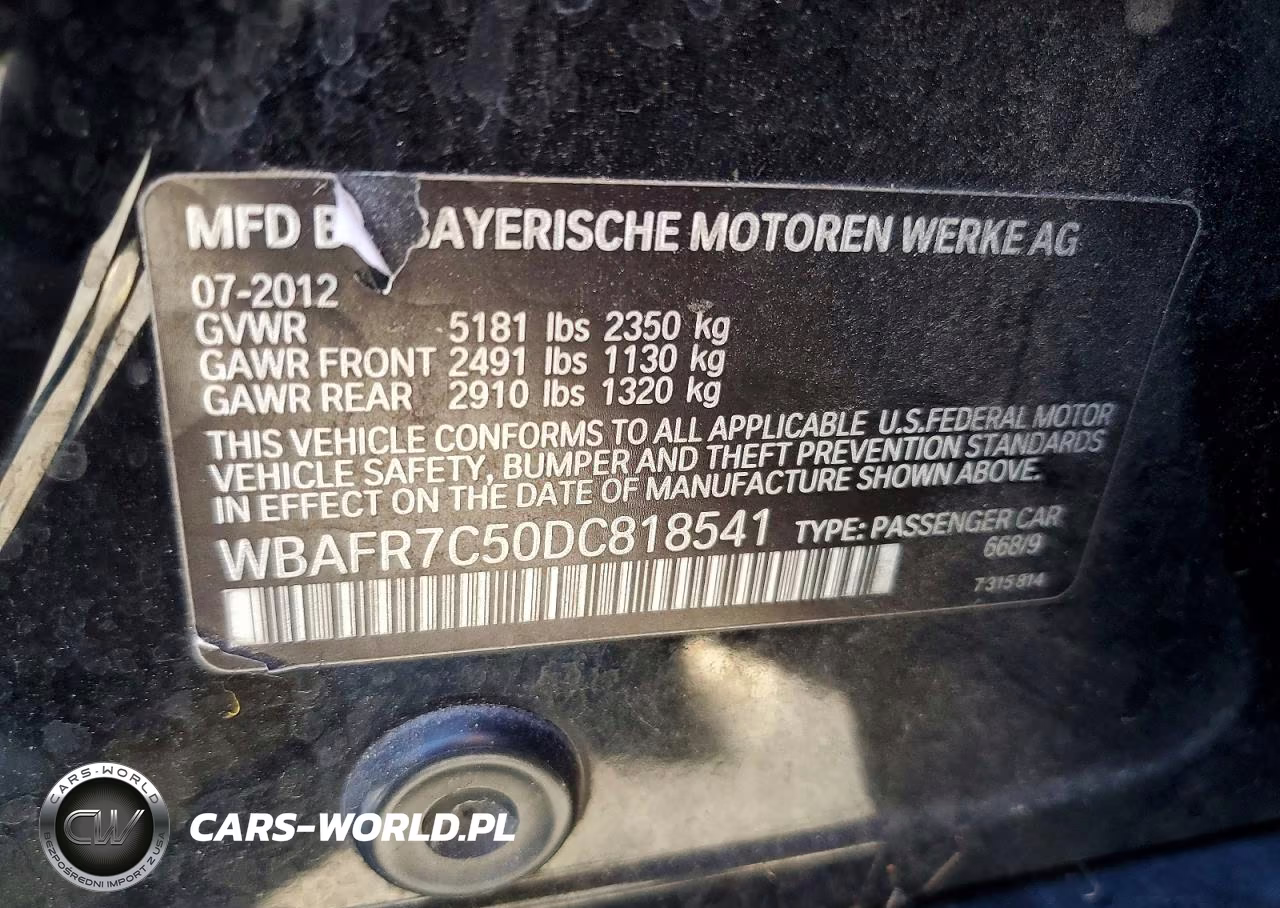 2013 BMW 535 I VIN:WBAFR7C50DC818541 - 12