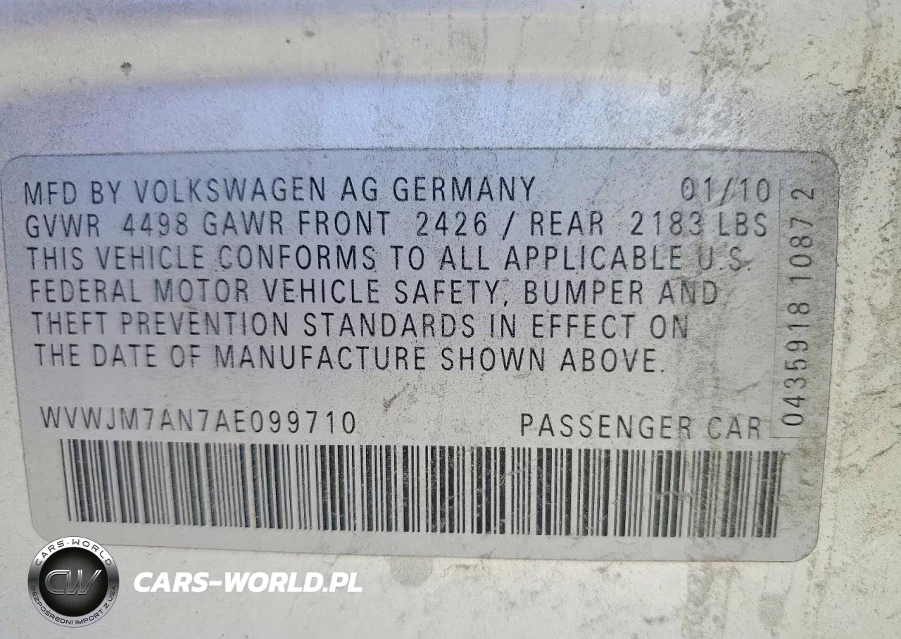 2010 Volkswagen Passat Komfort VIN:WVWJM7AN7AE099710 - 12