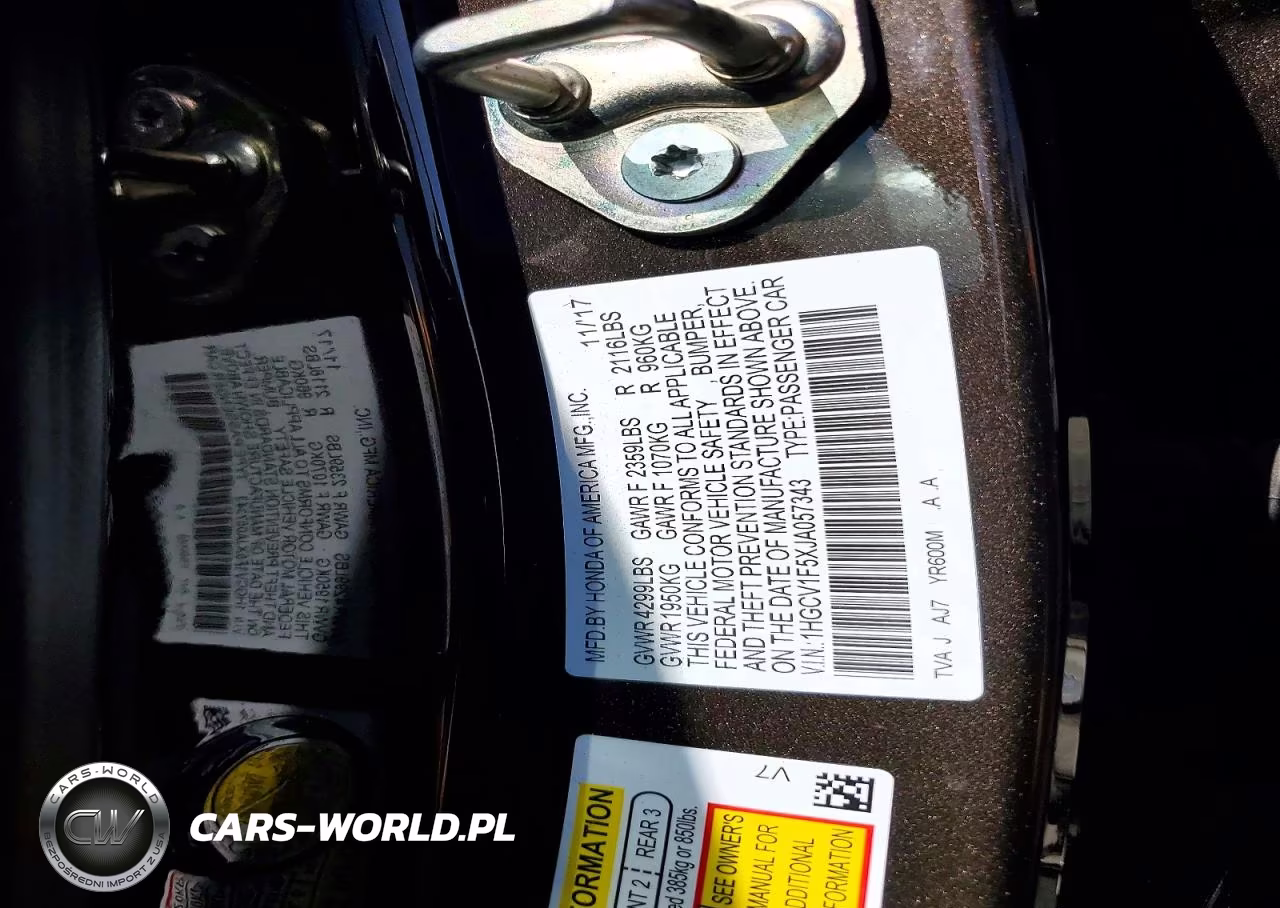 2018 Honda Accord Exl VIN:1HGCV1F5XJA057343 - 12