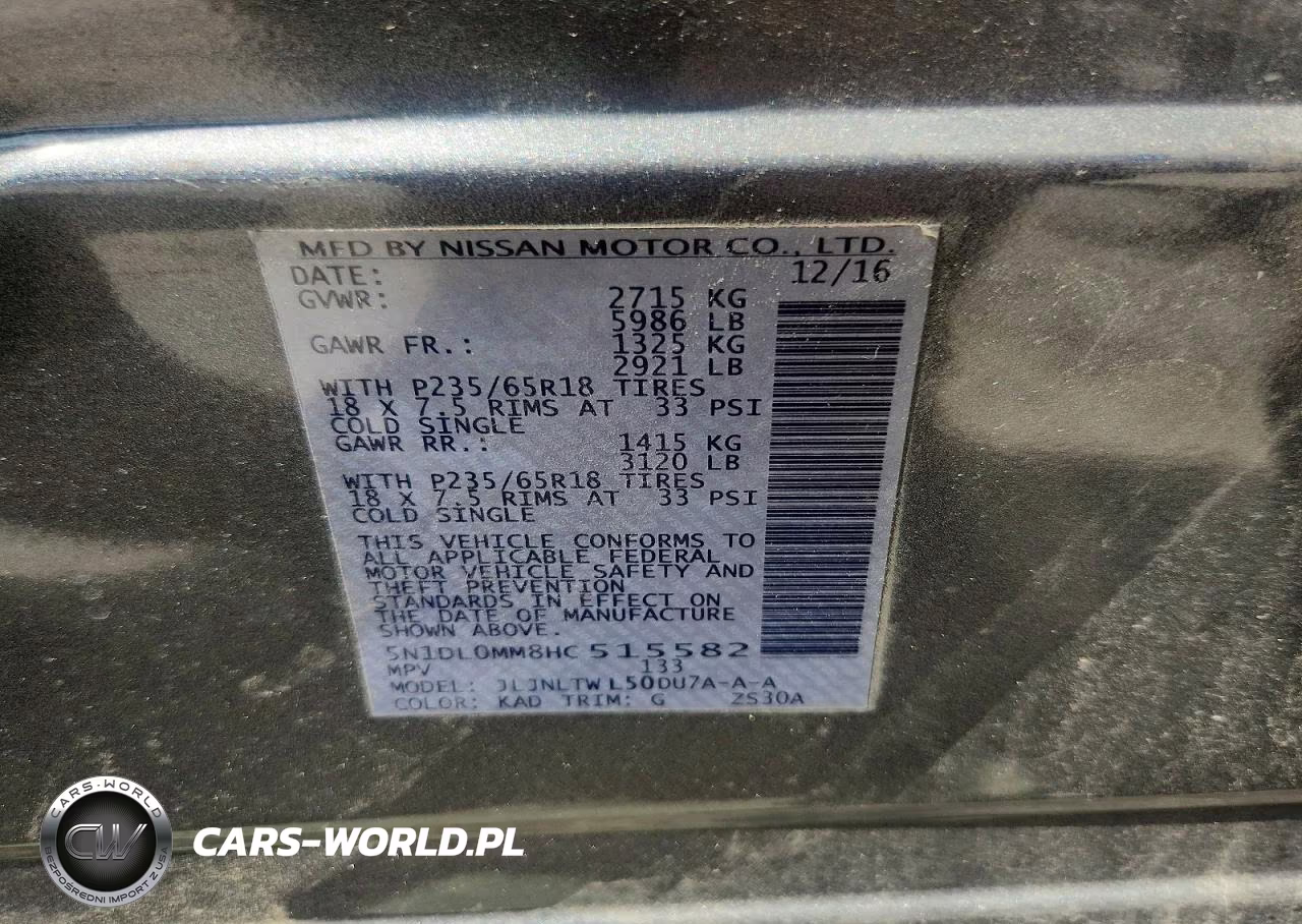 2017 Infiniti Qx60 Base VIN:5N1DL0MM8HC515582 - 13