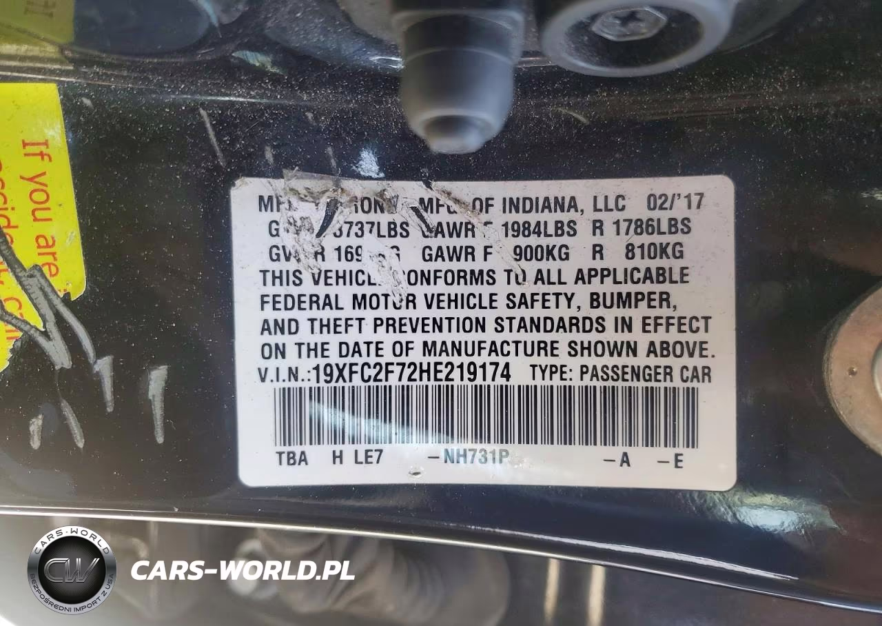 2017 Honda Civic Ex VIN:19XFC2F72HE219174 - 12