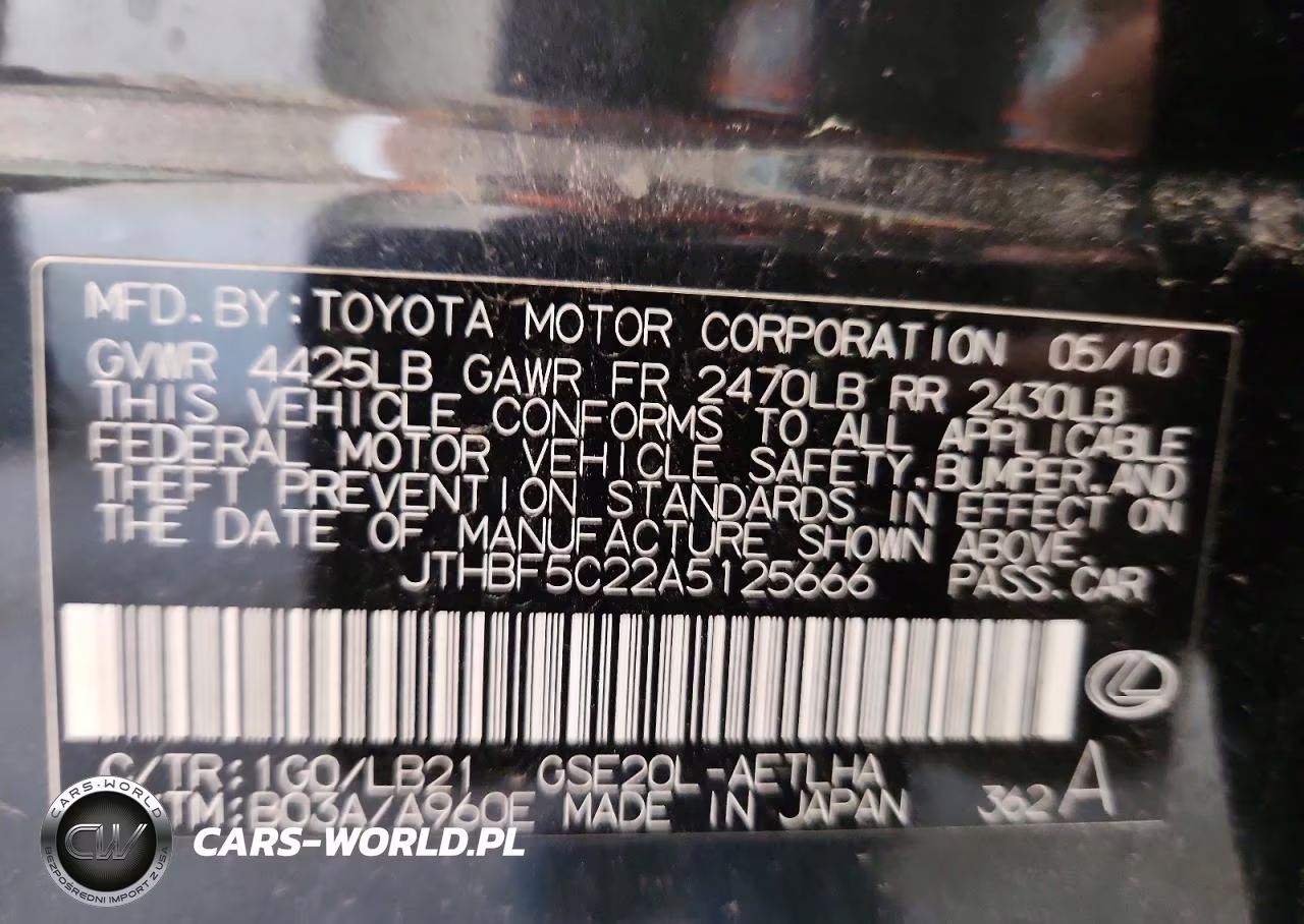 2010 Lexus Is 250 VIN:JTHBF5C22A5125666 - 13