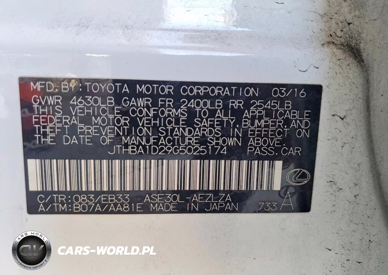 2016 Lexus Is 200T VIN:JTHBA1D29G5025174 - 12