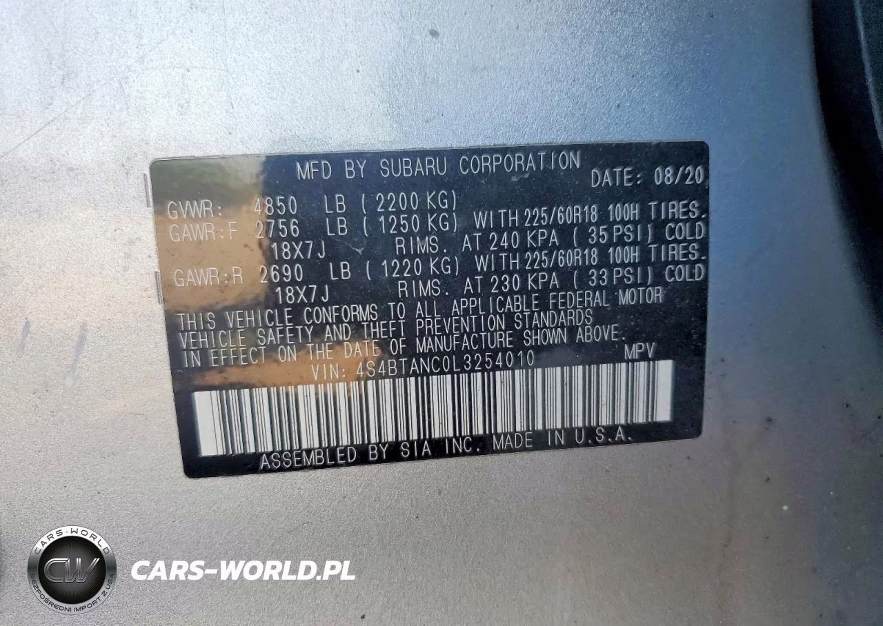 2020 Subaru Outback Limited VIN:4S4BTANC0L3254010 - 13