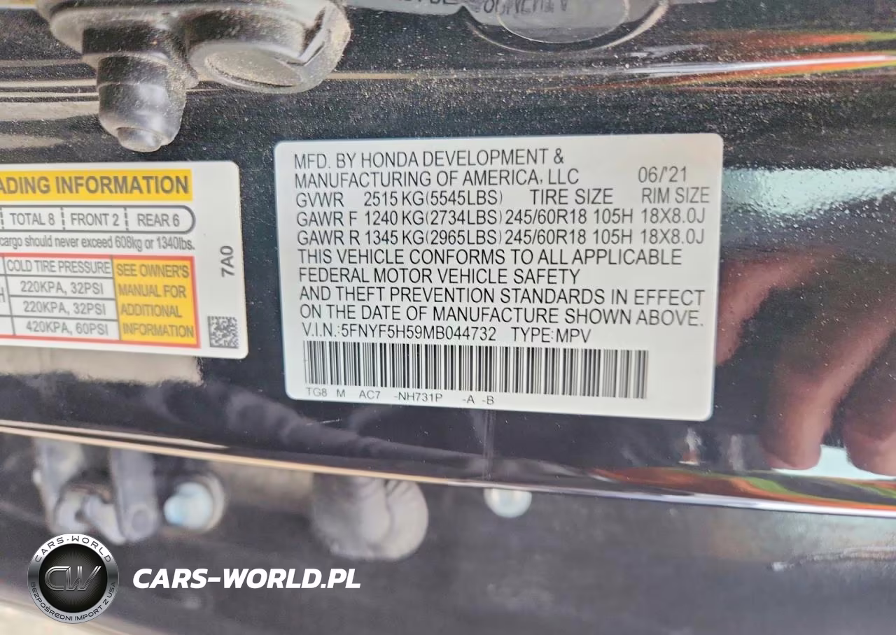 2021 Honda Pilot Exl VIN:5FNYF5H59MB044732 - 13
