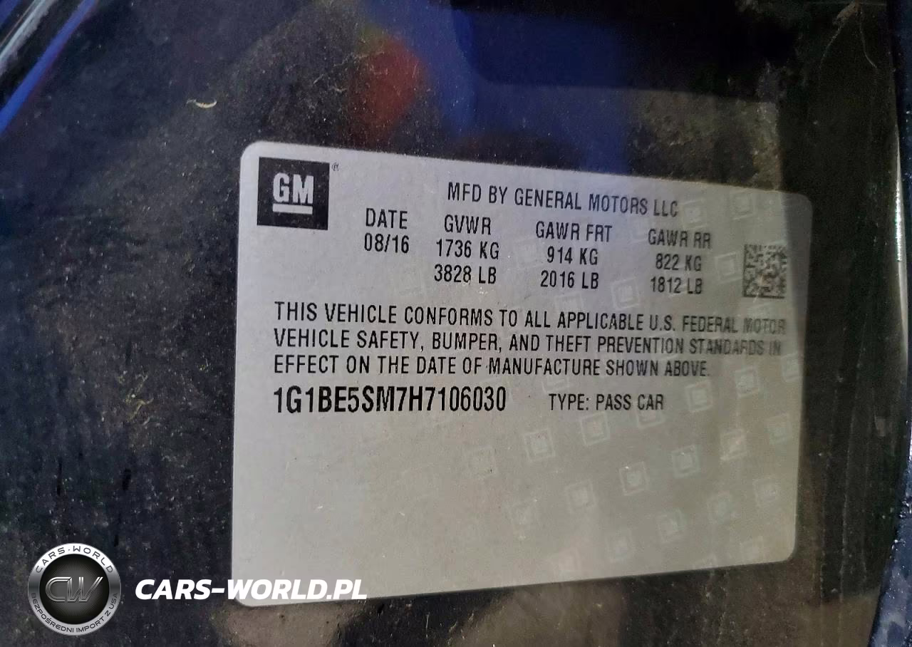 2017 Chevrolet Cruze VIN:1G1BE5SM7H7106030 - 12