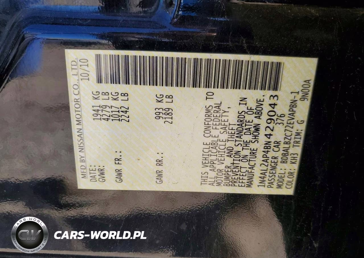 2011 Nissan Altima 2.5 VIN:1N4AL2AP4BN429043 - 12