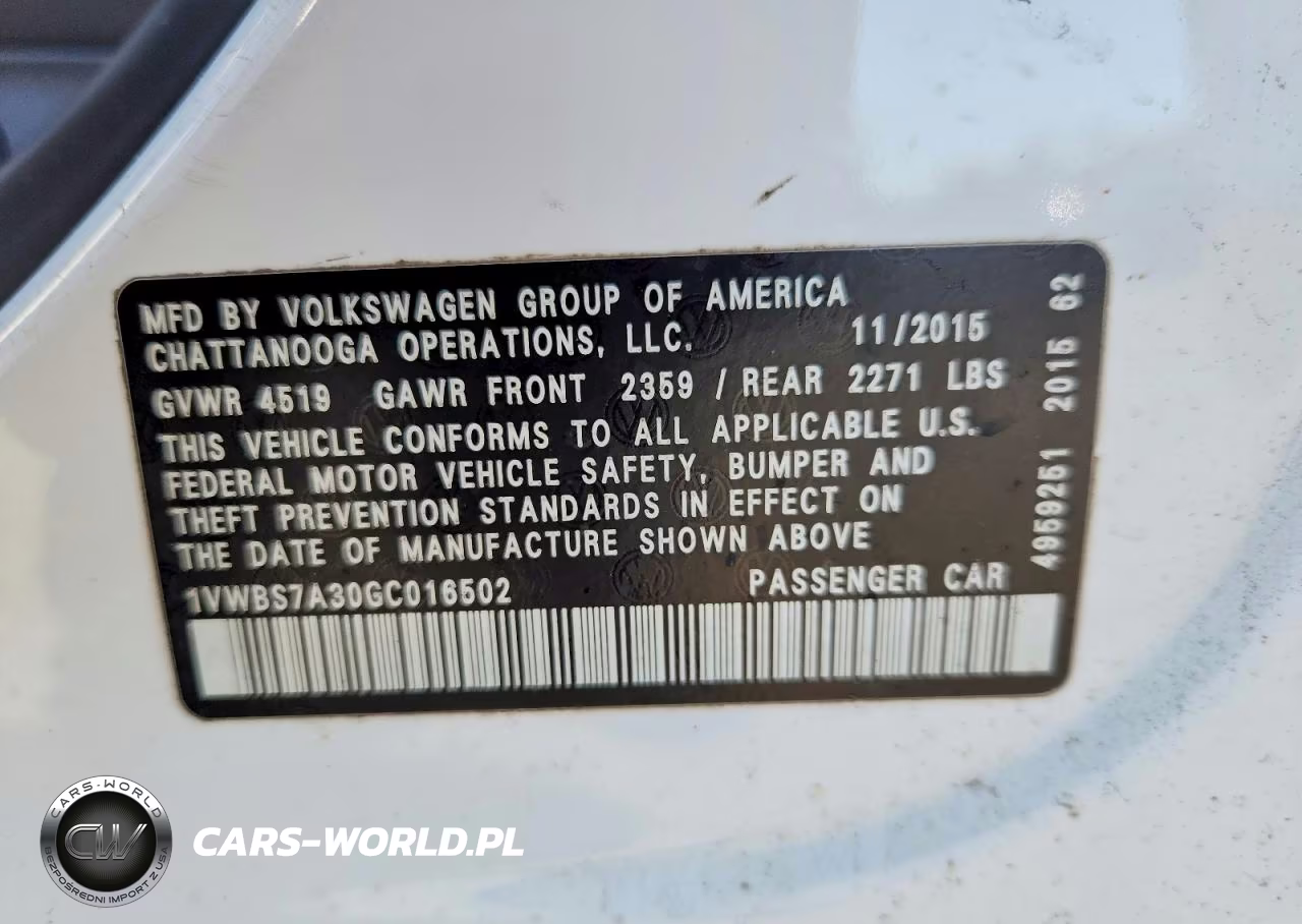 2016 Volkswagen Passat Se VIN:1VWBS7A30GC016502 - 12
