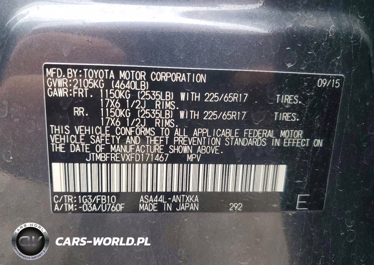 2015 Toyota Rav4 Le VIN:JTMBFREVXFD171467 - 13
