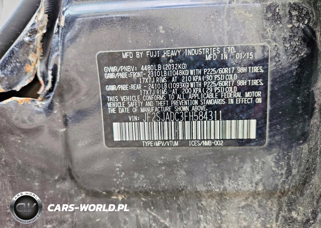2015 Subaru Forester 2.5I Premium VIN:JF2SJADC3FH584311 - 13