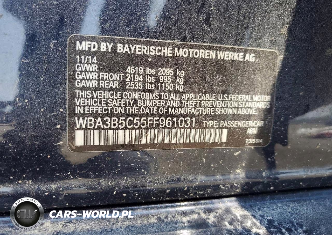 2015 BMW 328 Xi Sulev VIN:WBA3B5C55FF961031 - 12