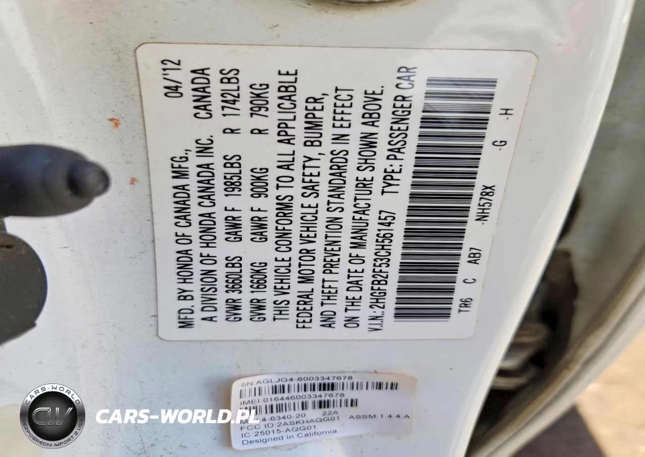 2012 Honda Civic Lx VIN:2HGFB2F53CH561457 - 12