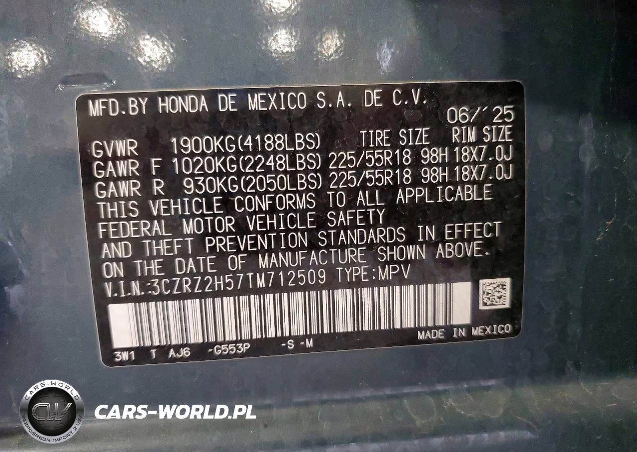 2026 Honda Hr-V Sport VIN:3CZRZ2H57TM712509 - 13