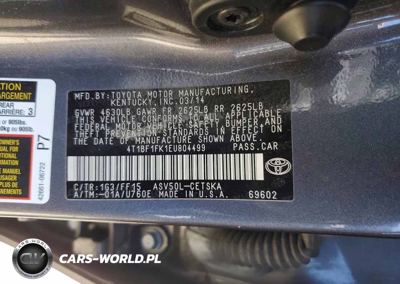 2014 Toyota Camry Se VIN:4T1BF1FK1EU804499 - 12