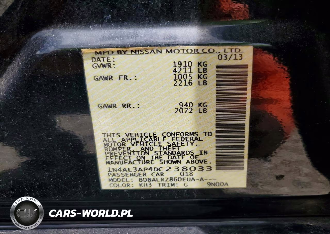 2013 Nissan Altima 2.5 VIN:1N4AL3AP4DC238033 - 12