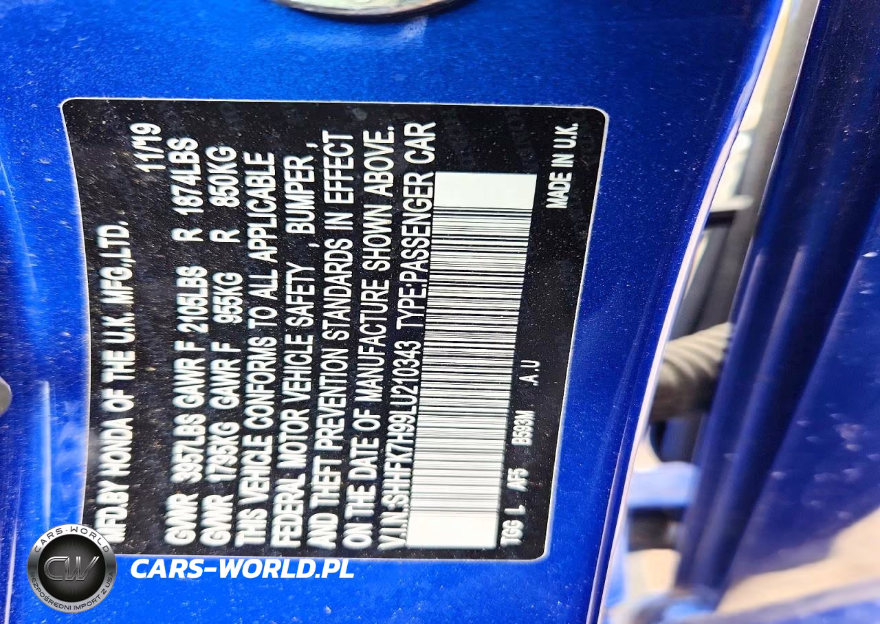 2020 Honda Civic Sport Touring VIN:SHHFK7H99LU210343 - 13