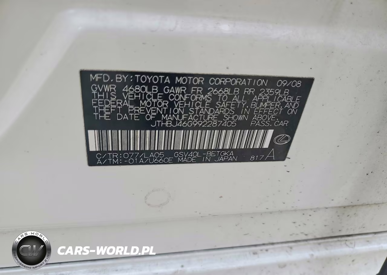 2009 Lexus Es 350 VIN:JTHBJ46G992287405 - 13