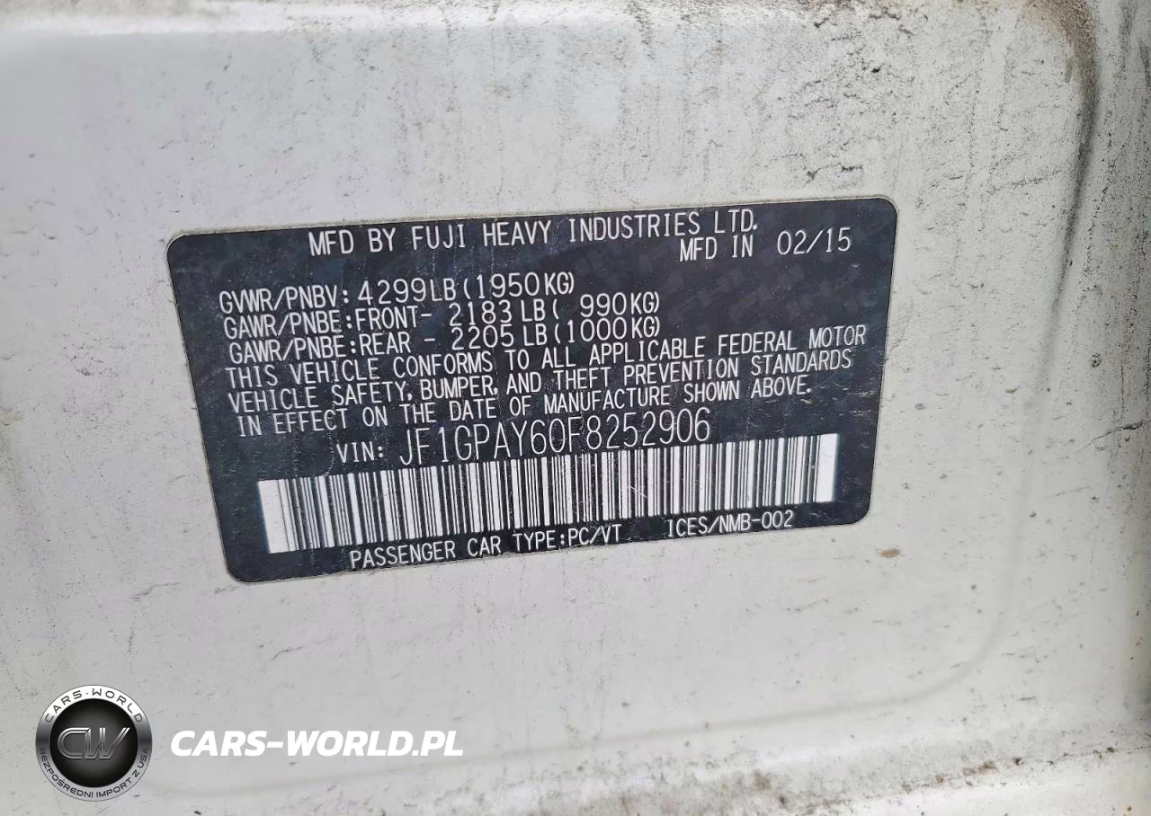 2015 Subaru Impreza Sport VIN:JF1GPAY60F8252906 - 12