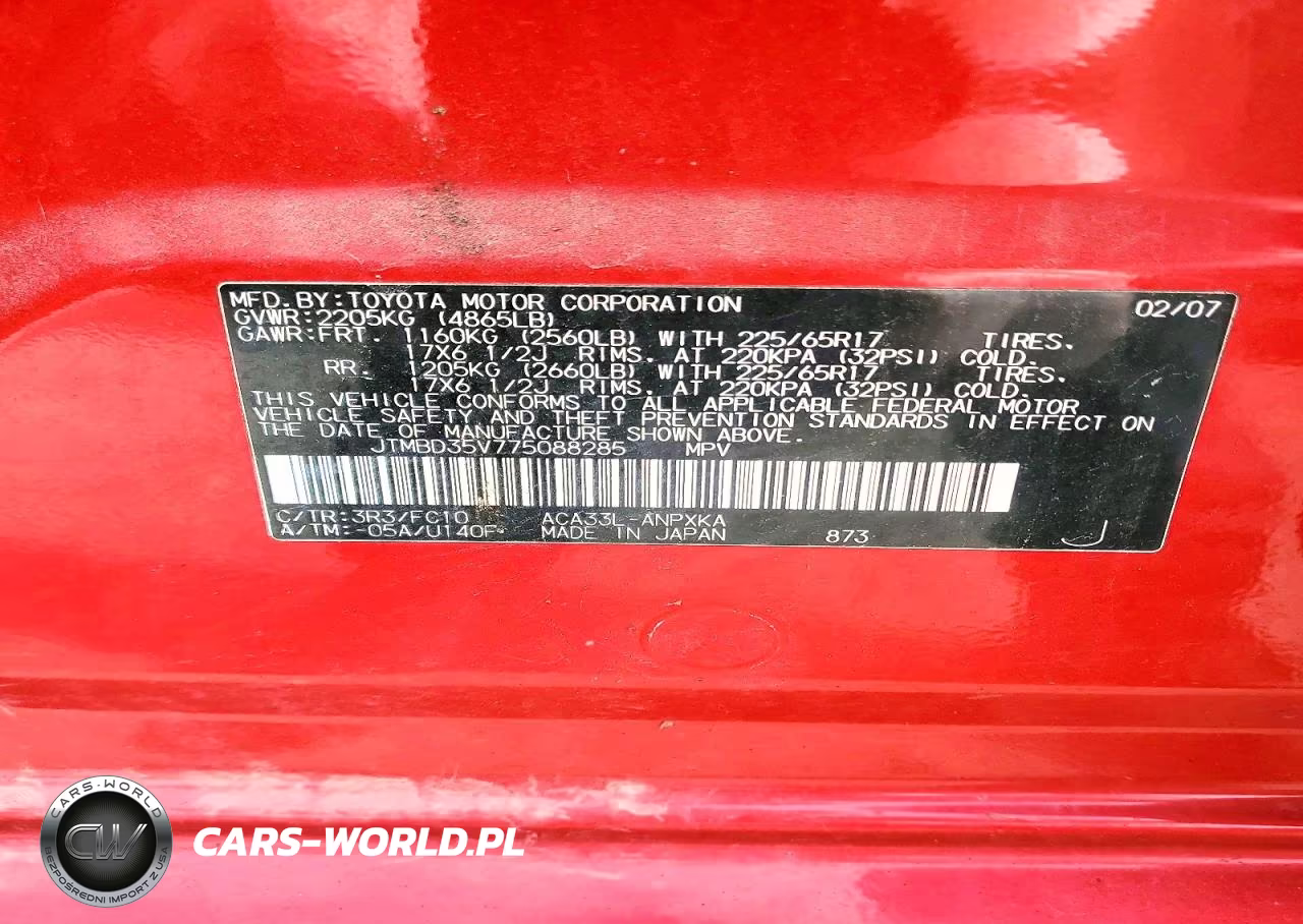 2007 Toyota Rav4 Base VIN:JTMBD35V775088285 - 13