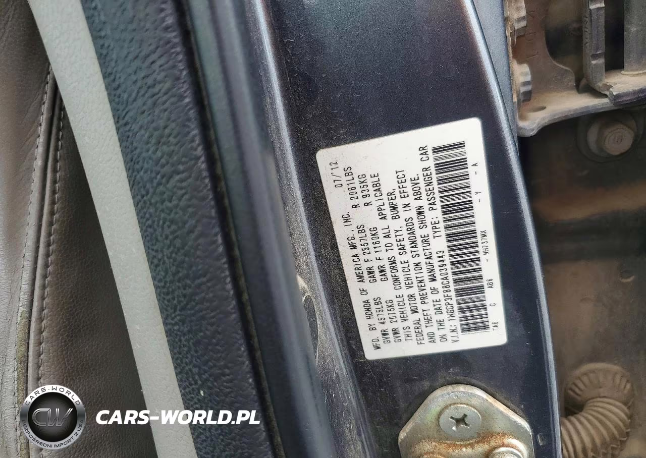 2012 Honda Accord Exl VIN:1HGCP3F88CA039443 - 13