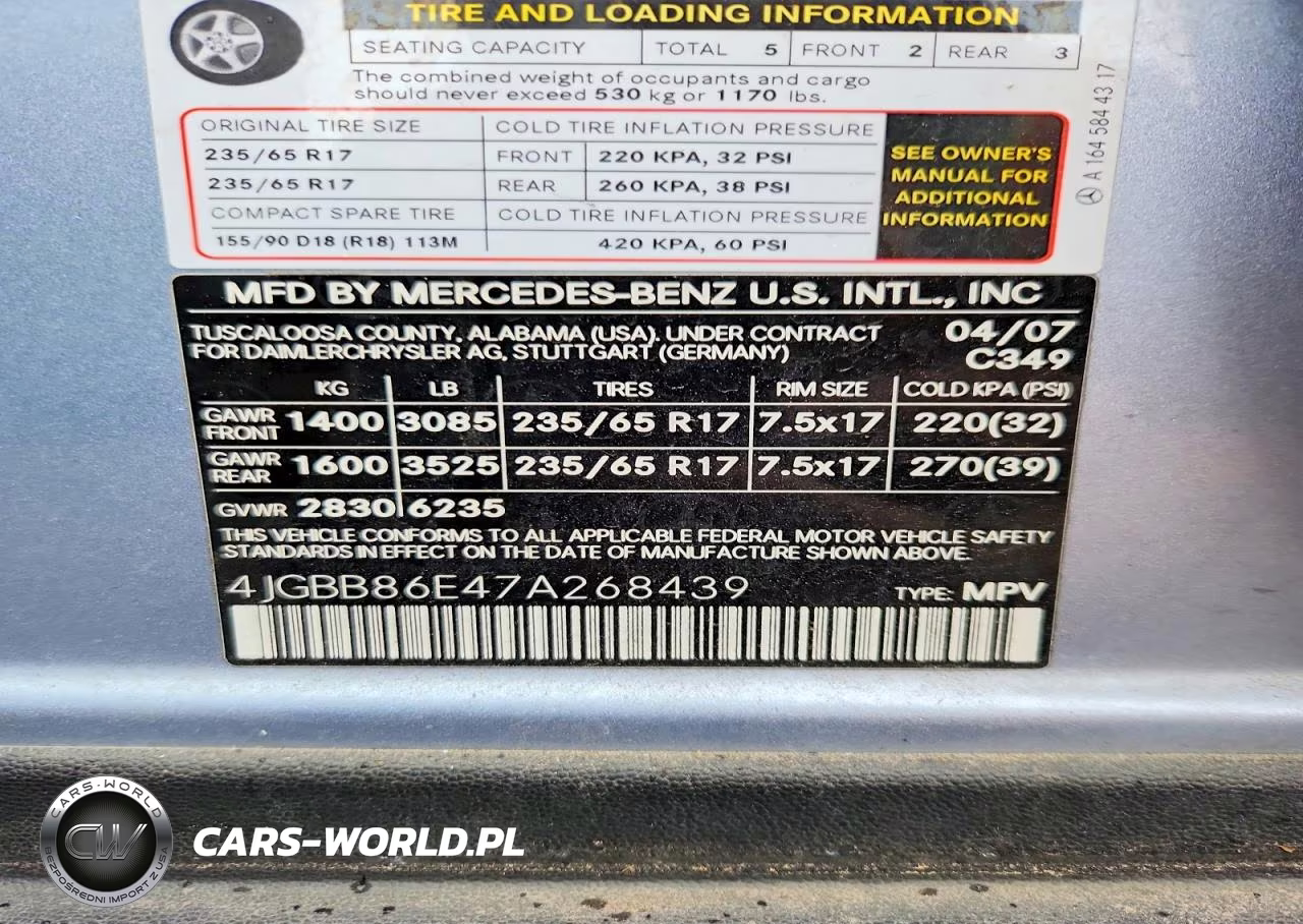 2007 Mercedes-Benz Ml 350 VIN:4JGBB86E47A268439 - 13