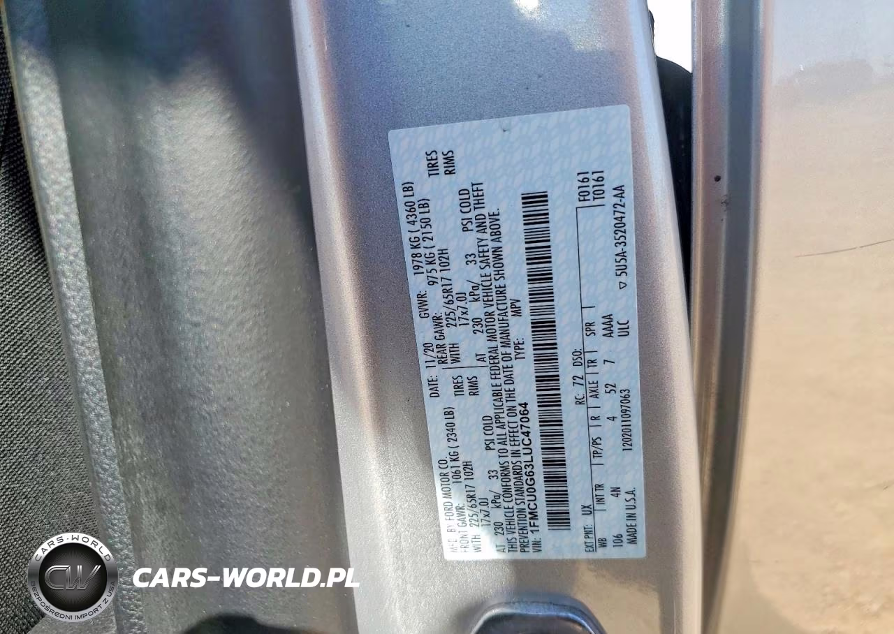 2020 Ford Escape Se VIN:1FMCU0G63LUC47064 - 13
