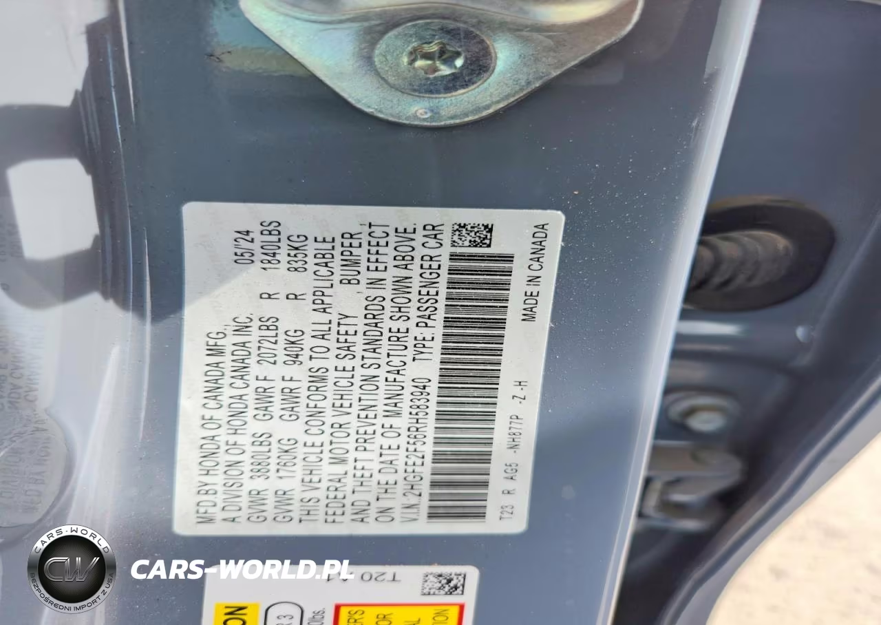 2024 Honda Civic Sport VIN:2HGFE2F56RH583940 - 12