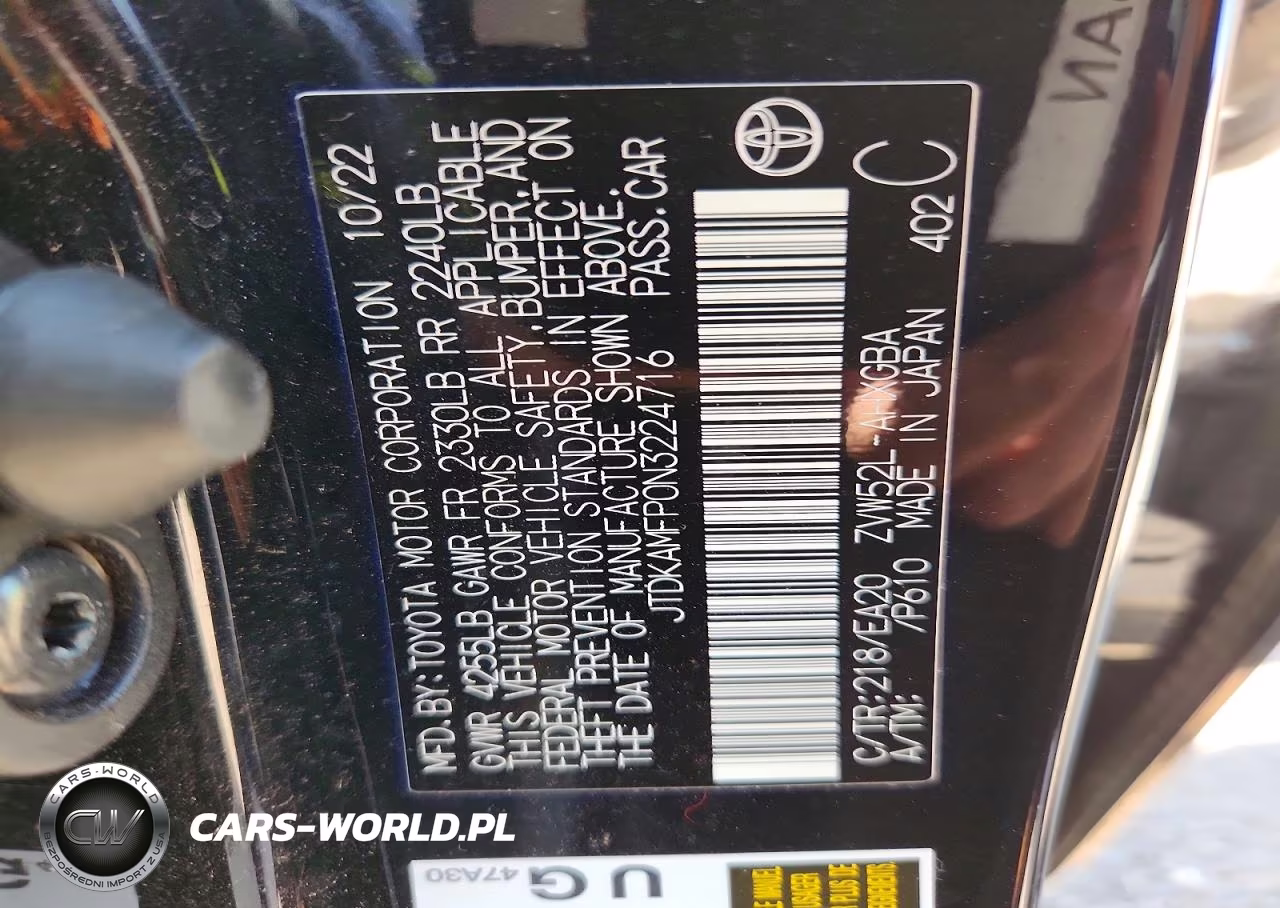 2022 Toyota Prius Prime Xle VIN:JTDKAMFP0N3224716 - 12