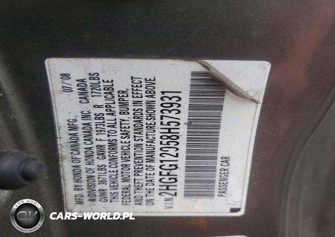 2008 Honda Civic Exl VIN:2HGFG12958H573931 - 12