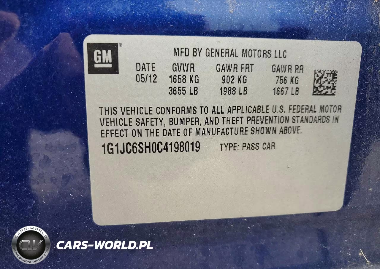 2012 Chevrolet Sonic Lt VIN:1G1JC6SH0C4198019 - 13