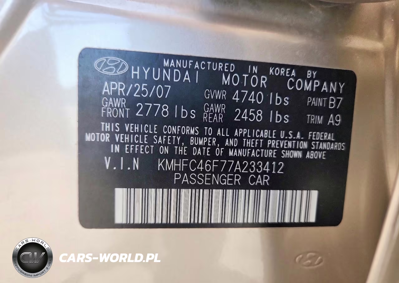 2007 Hyundai Azera Se VIN:KMHFC46F77A233412 - 13