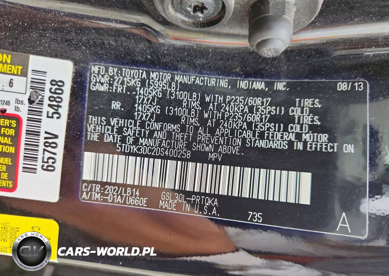 2013 Toyota Sienna Xle 8-Passenger VIN:5TDYK3DC2DS400258 - 13